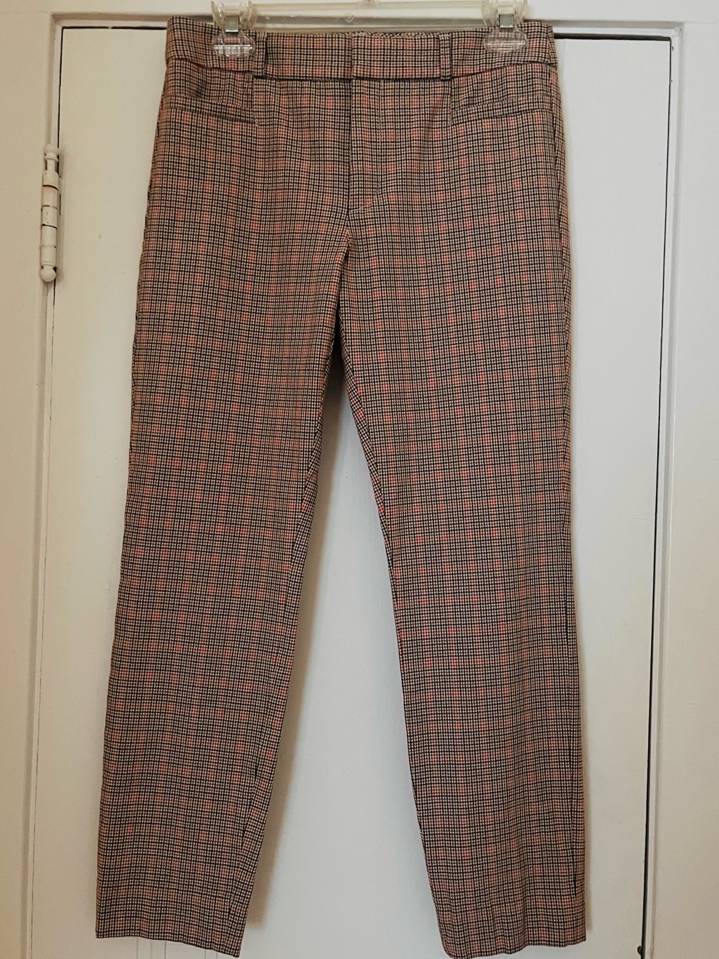 Banana Republic Sloan Slim Fit Brown Black Red Houndstooth Ankle Pant Sz 4